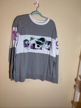 Disney A Goofy Movie Max Gray White Long Sleeve Tee with Purple Accent
